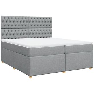 vidaXL Vidaxl - Cama Box Spring Con Colch&oacute;n Tela Gris Claro 200x200 Cm