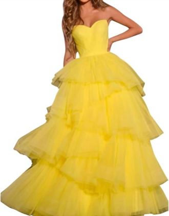 Jovani Sweetheart Tiered Ballgown In Yellow