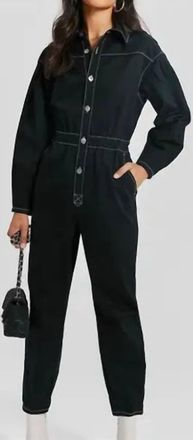 Something Navy Twill Boiler Suit In Black