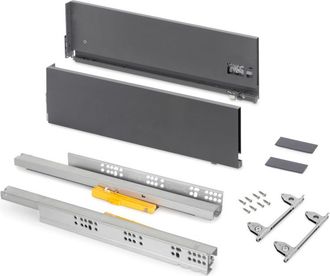 Emuca Cassetto Vertex Push Sincro Con Regolazione 3d, Altezza 178mm, 40kg, Profondit&agrave; 400mm, Acciaio, Grigio Antracite - Emuca