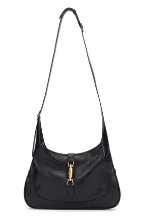 Gucci Womens Shoulder Bag Jackie 1961 Black Leather Black-Black Black/black