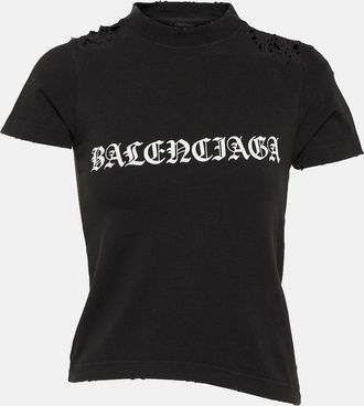 Balenciaga Gothic Type Shrunk cotton-blend T-shirt