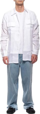 Paolo Pecora G061-1101 Linnen Overhemd - Heren - Casual Overhemden - Wit - M - Linnen - Overhemden