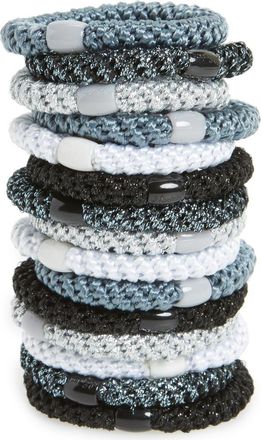 L. Erickson Grab & Go 15-Pack Braided Ponytail Holders in Night Time Metallic Black at Nordstrom