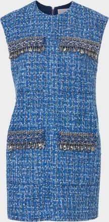 Carolina Herrera Embellished Tweed Shift Dress