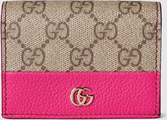 Gucci Card Case With Double G, Beige, GG Canvas