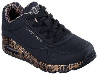 Skechers Wedgesneaker SKECHERS UNO-LOVING LOVE, Damen, Gr. 35, gold (schwarz, goldfarben), Lederimitat, Schuhe Wedgesneaker, Freizeitschuh, Halbschuh, Schn&uuml;rsc