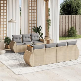 vidaXL Vidaxl - Juego De Sof&aacute;s De Jard&iacute;n Con Cojines Beige 8 Pzas Rat&aacute;n Pe