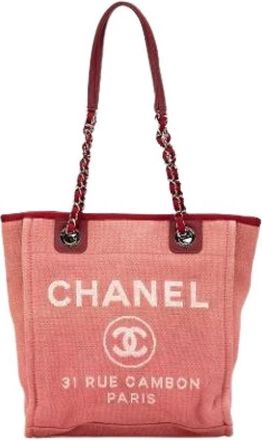 Chanel Pre-owned Deauville Tote - Dames - Vintage Shopper - Rood - ONE Size - Leer - Vintage
