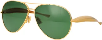 Bottega Veneta Unisex Sunglasses Bv1305s Gold-Green Metal Gold-Gold-Green Gold/gold/green