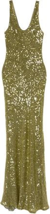 Galvan Valletta maxi-avondjurk met pailletten - Groen