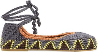 Kashura Crochet Ballerina Flats - Grey - 38 (IT38 / UK5)