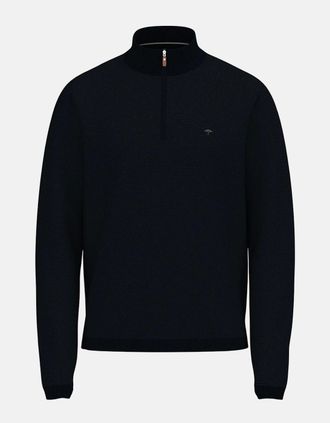 Fynch-Hatton Mens Fine Knit Air Cotton 1/4 Zip Sweater Navy - Black - Size: 42
