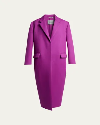 Balenciaga Chunky Wool Gabardine Long Sack Coat