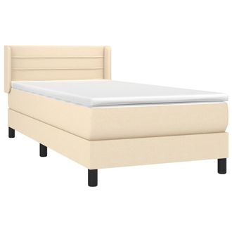 vidaXL Cama Box Spring Con Colch&oacute;n Tela Color Crema 90x200 Cm Vidaxl