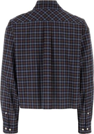Miu Miu Womens Embroidered Cotton Shirt Blucacao Exterior: Camicie