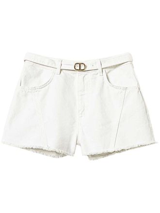 Twin-Set Oval T denim shorts - women - Cotton - 31 - White