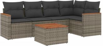 vidaXL Vidaxl - Set De Muebles De Jard&iacute;n 6 Pzas Y Cojines Rat&aacute;n Sint&eacute;tico Gris