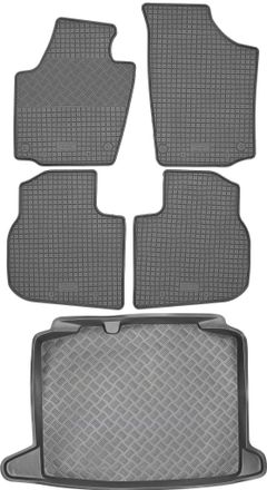 OEM Juego De Alfombrillas De Goma Para Coche Y Maletero Para Skoda Rapid Hatchback (2012-2019)