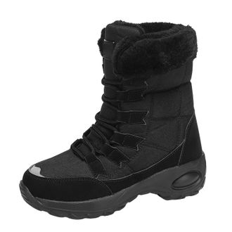 Generic Comfy Boots for Women, Snow Boots Women - Comfortable Warm Winter Shoes Casual Lace Up Mid-Calf Shoes Classic Thicken Ankle Boot for Go Out Solid Colo