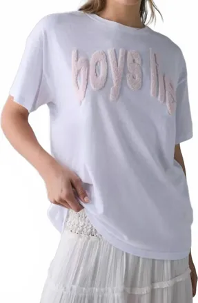 Boys Lie Block Their Number Boyfriend Tee In White