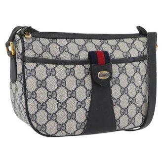 Gucci Pre-owned Vintage GG Canvas Schoudertas - Dames - Vintage Schoudertas - Blauw - ONE Size - Leer - Vintage