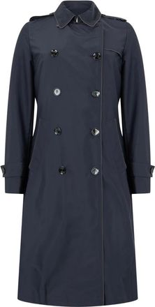 Moorer Lange Trenchcoat - Dames - Trenchcoats - Blauw - XS - Leer - Jassen