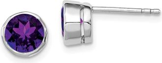 Diamond2Deal Sterling Silver Rhodium-plated Amethyst Earrings