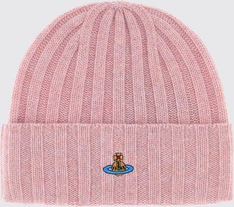 Vivienne Westwood Beanie a coste in 100% cashmere con logo Orb ricamato
