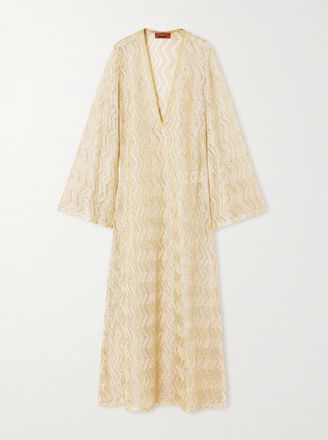Missoni Copricostume In Maglia Crochet Metallizzata Mare - Oro