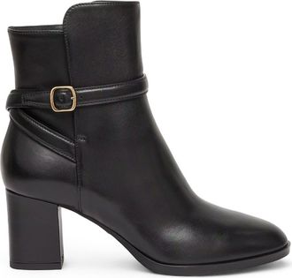 Santoni Leather Mid-Heel Ankle Boot in Black at Nordstrom, Size 10.5