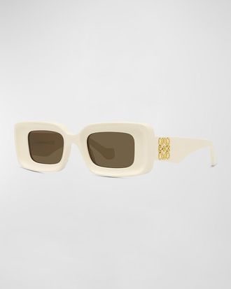Loewe Men & apos;s Anagram Acetate-Nylon Rectangle Sunglasses