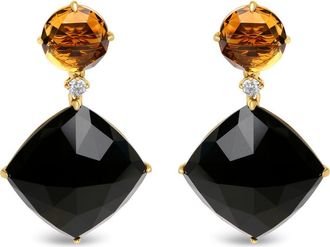 House of Brilliance 18K Yellow Gold 1/5 Cttw Diamond with Citrine & Black Onyx Gemstone Dangle Earring at Nordstrom