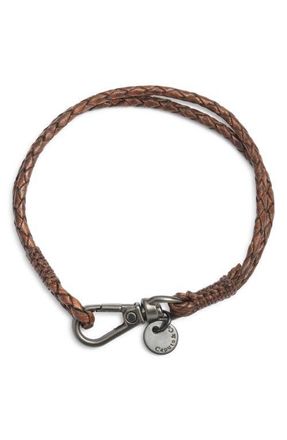 Caputo & Co. Mens Swivel Clasp Leather Bracelet in Dark Brown at Nordstrom