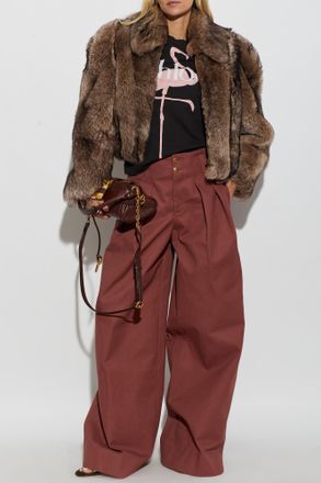 Chlo&eacute; Fur Coat With Pockets, Womens, Brown