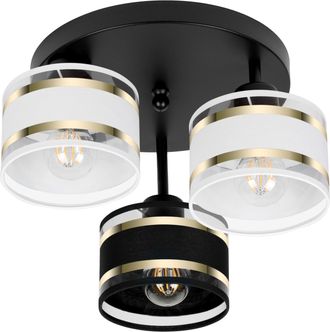 OEM L&aacute;mpara De Techo Negra Con Pantallas, Metal Industrial, 3xe27, Iluminaci&oacute;n Led Moderna Para Sal&oacute;n, Cocina, Dormitorio, Habitaci&oacute;n Infantil, Loft