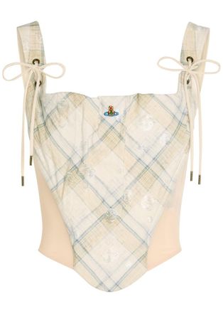 Vivienne Westwood Puppy Plaid Cotton-blend Corset - Ecru - 42 (UK10 / S)
