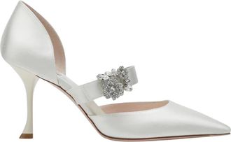 Roger Vivier Efflorescence DOrsay Pumps van Satijn - Dames - Pumps - Wit - 41 EU - Satijn - Schoenen