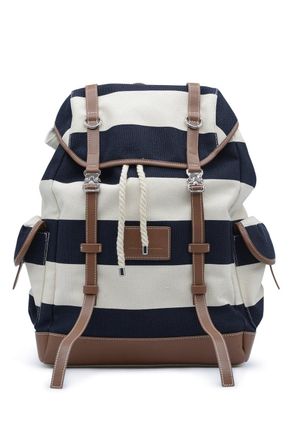Paul & Shark Leather Canvas Striped Backpack Size: OS, colour: VAR