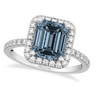 Allurez Emerald-Cut Gray Spinel & Diamond Engagement Ring 14k in 3.32Ct/white Gold at Nordstrom, Size 8.5