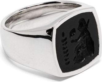 Tom Wood Sterling Silver Athena Onyx Ring - Mens - Sterling Silver