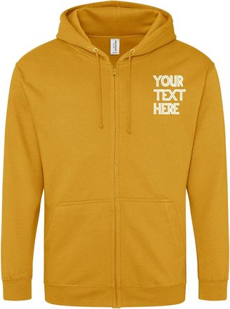 Generic Personalised Workwear Logo Text Embroidered Awdis Zoodie JH050 Zipup Hoodie Workwear Multicolor Hoodie(L, Mustard)