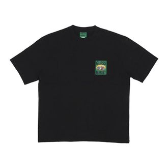 Guess T-Shirts, male, Black, Size: L Jet Black Mens T-Shirt