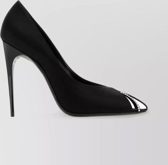 Saint Laurent silk satin crystal-embellished peep-toe pumps