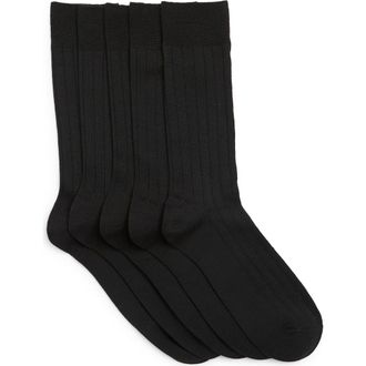 Nordstrom Rack Ultrasoft 5-Pack Ribbed Dress Socks in Black at Nordstrom Rack, Size Regular