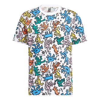 adidas x Keith Haring Crossover Cartoon Full Print Round Neck Sports Short Sleeve Unisex White HD7254
