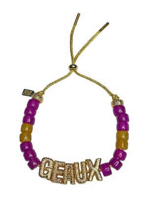 Lucky Star Womens Eye Candy Geaux Id Bracelet In Purple And Gold