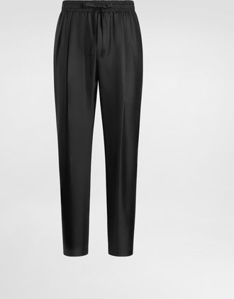 Dolce & Gabbana Silk Twill Jogging Trousers - Man Pants And Shorts Black 44