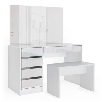 Vicco Tavolo da toeletta Sherry, Bianco, 120 cm con panca