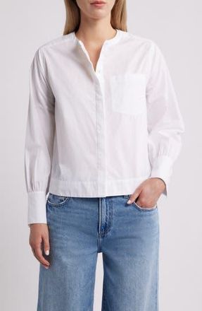 Caslon Paper Long Sleeve Cotton Poplin Button-Up Shirt in White at Nordstrom Rack, Size X-Large